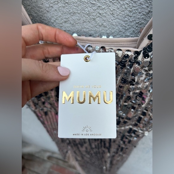 Show Me Your Mumu Eden Midi Dress in Platinum Party Sequins New with Tags! - Picture 5 of 10